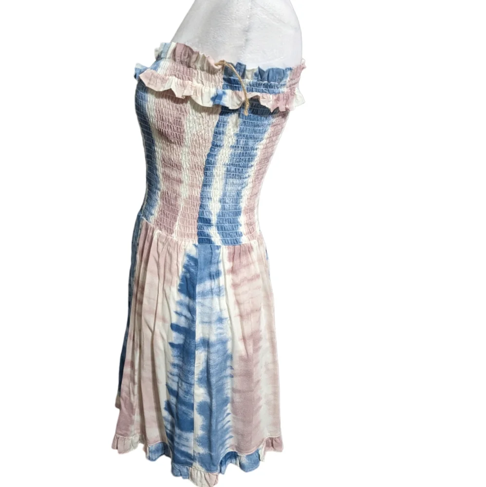 Ocean Drive  strapless sg cotton candy smock dress size S TD blue pink - Picture 3 of 8